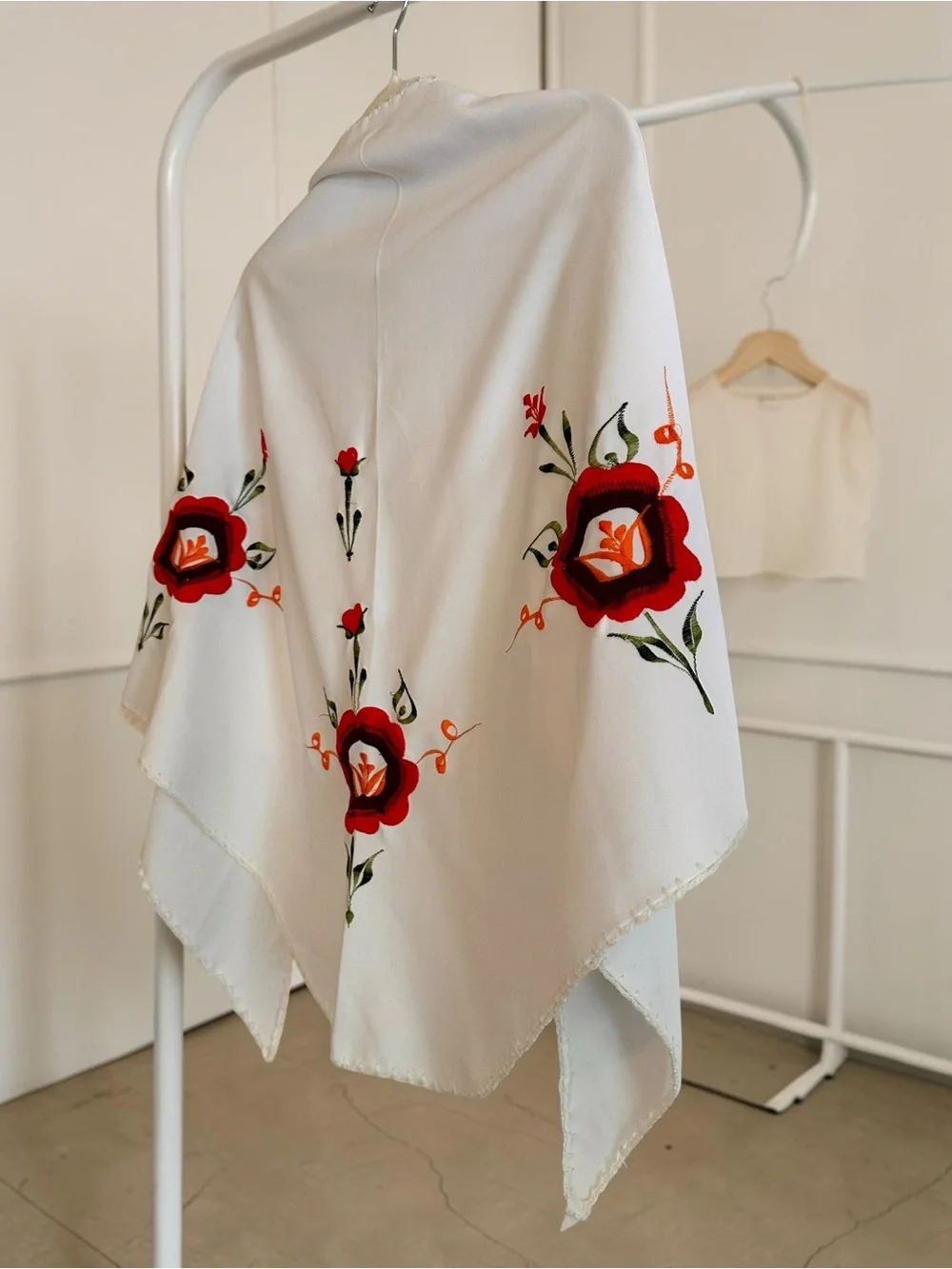 Vintage Boho Embroidered Shawl